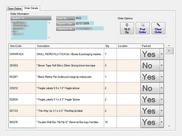 Customer orders system